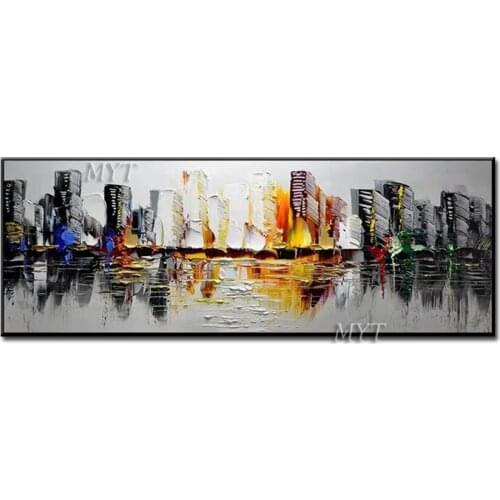 Hot Sale New Arrival City 100% Handpainted Home Decoration Picture Wall Art Hand Painted Oil Painting On Canvas Wall Arts
