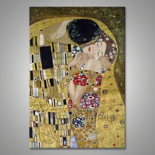 Gustav Klimt Oil painting on Canvas Hand painted The Kiss Paintings For Living Room Wall decoration wallpaper