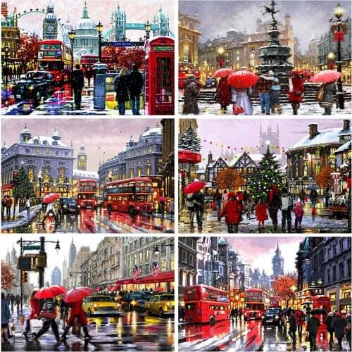 YI BRIGHT Full Square Diamond Painting London Christmas Night DIY Diamond Mosaic Embroidery Picture of Rhinestones Home Decor