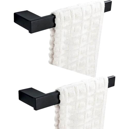 Leyden Wall Mounted 2pcs Towel Rings Set Black 304 Stainless Steel Towel Holder Hanger Bathroom Accessories Set Bath Hardware