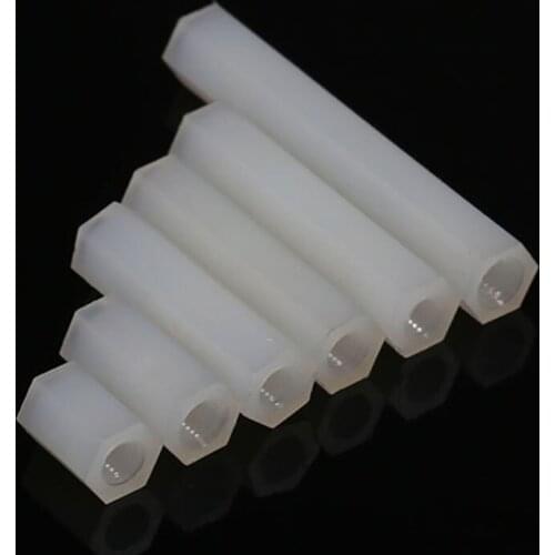 M2-M4 White Spacing Screw Column Flat Head Female Double Pass Nylon Plastic Nut for PCB Fixed