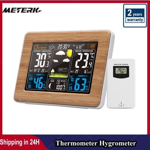 Meterk Weather Station Air Pressure Forecast Alarm Indoor Outdoor Thermometer Hygrometer Wireless Multifunction Clock