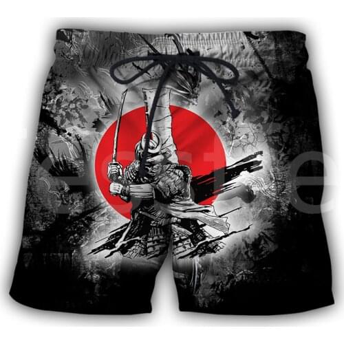 Tessffel NewFashion Japanese Samurai Skull Art Tattoo 3DPrint Men/Women Summer Shorts Casual Harajuku Unisex Funny Beach Pant A4