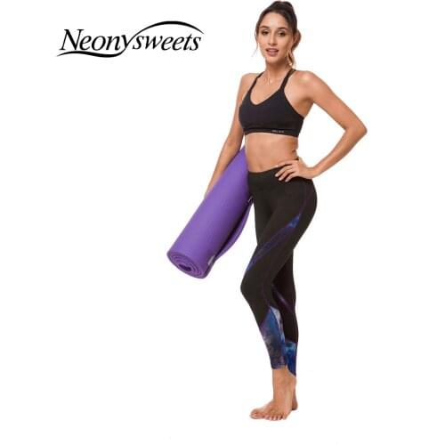 Neonysweets Woman Gym Leggings Padded Push-up Strappy Sports Bra Stretch Clothing Sports Set Tennis Female Tracksuit Clothes