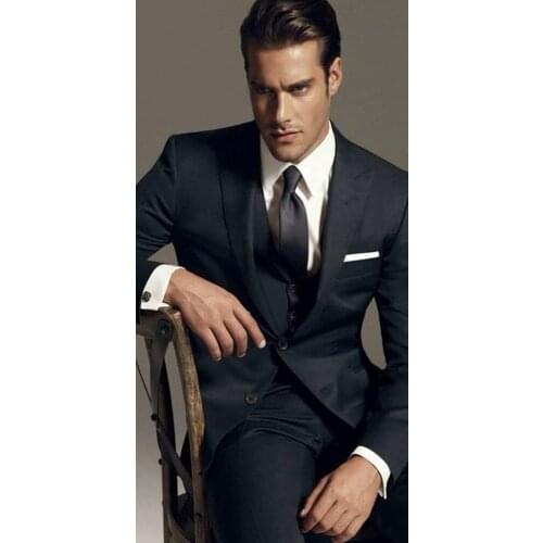 Latest Coat Pant Designs Black Wedding Suit for Men Italain Custom Formal Blazer Groom Tuxedo Slim Fit 3 Piece Vestidos Ternos