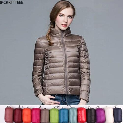 2021 New Women Autumn Winter Ultra Light Down Jacket 90% White Duck Duck Down Jackets Portable Warm Coat Female