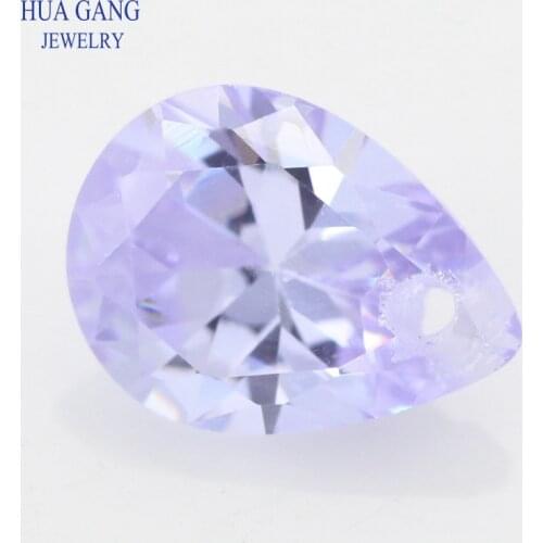 Single Hole AAAAA Pear Shape Brilliant Lavender Cubic Zirconia Stone For Jewelry Making 4x6~15x20mm High Quality CZ Beads