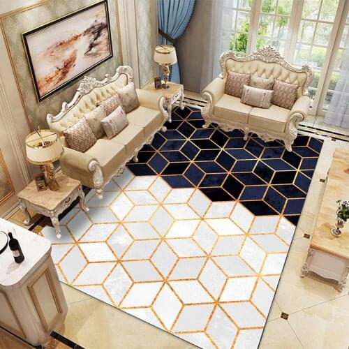 Nordic Geometric Lattice 3D Printed Carpets for Living Room Bedroom Area Rugs Home Decor Large Carpet Hallway Antiskid Floor Mat