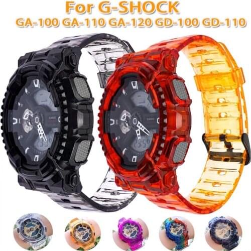 TPU Rubber bezel + Strap for G-SHOCK GA-100 GA-110 GA-120 Sport Waterproof Band Strap Bracelet Accessories Candy Color Watchband