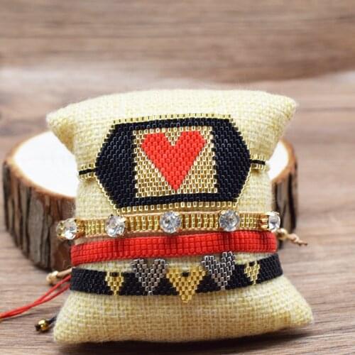 Rttooas Heart Bracelet Set Women Fashion Crystal MIYUKI Beaded Charm Bracelets Pulseras Mujer Moda 2020 Fashion Jewelry