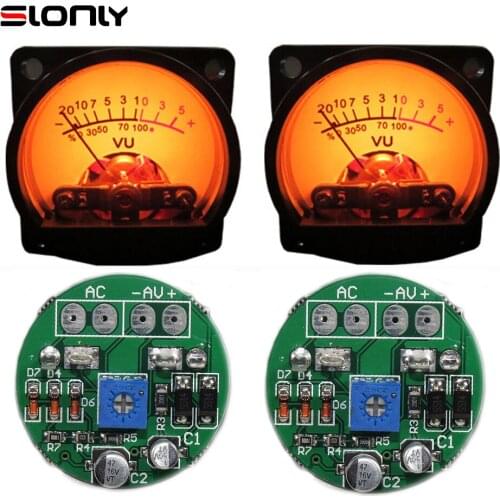 2pcs VU Meters & 2pcs After Stage Rear Driver Boards for Tube DIY Amplifier Power Panel Meter Head Power Watch with Backlight