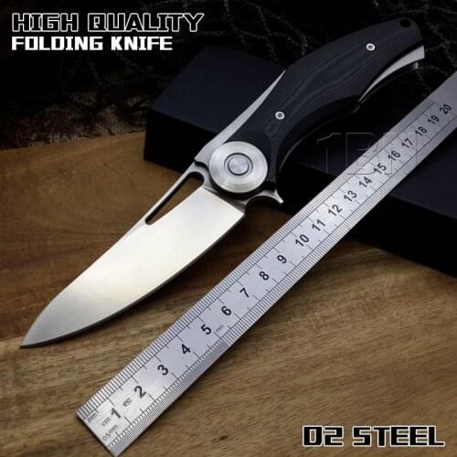 LCM66 Titanium alloy Folding Knives D2 Blade G10 Handle Flipper Tactical Knife Outdoor Camping Cold Survival HuntKnife steel
