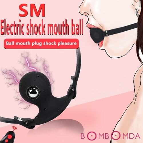 Electric Shock Vibrators For Women Gag Ball BDSM Bondage Restraints Adult Game Wireless Remote Open Mouth Sex Ball Adult Sex Toy
