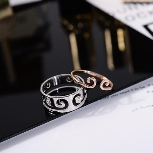 YUN RUO 2018 New Fashion Two In One Separable Ring Rose Gold Color Woman Gift Party Titanium Steel Jewelry Couple Rings Not Fade