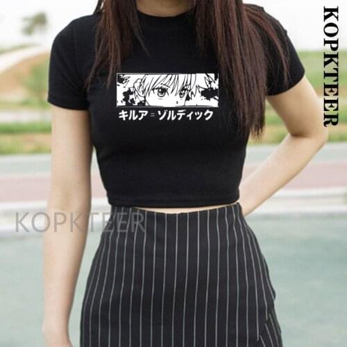 Hunter X Hunter 90s Japanese Style Aesthetic Women Anime Printed Fashion Cropped Tumblr Tee Tops Casual Hipster Clothing Girls