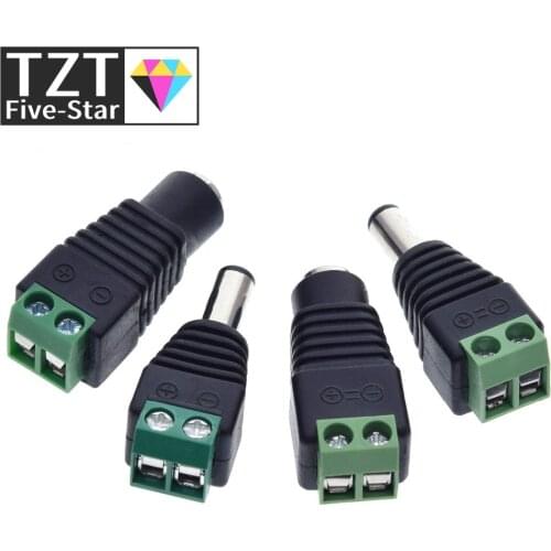1pack 5.5MM x 2.1MM / 2.5MM Female Male DC Power Plug Adapter for 5050 3528 5060 Single Color LED Strip and CCTV Cameras