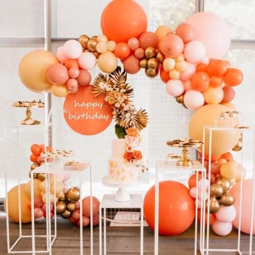 131pcs Balloon Arch Orange Latex Balloons Garland Kit Happy Birthday Wedding Decorations Blush Pink Anniversary Party supplies