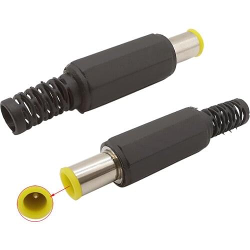 2Pcs 6.5mm x 4.4mm DC Power Male Plug Connector 4.4*6.5mm with 1.3mm Tip Welding Assembly DC Plugs Supply DIY Parts Adapter