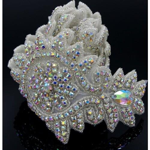2Yards Iron On Rhinestone Trim Chain Cyrstal Banding Bridal Applique For Wedding Dress Decoration 10cm