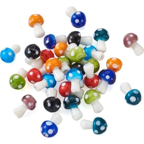 20pcs Handmade Lampwork Beads Mixed Mushroom Loose Beads for DIY Jewelry Making Bracelet Earrings Findings Accessories