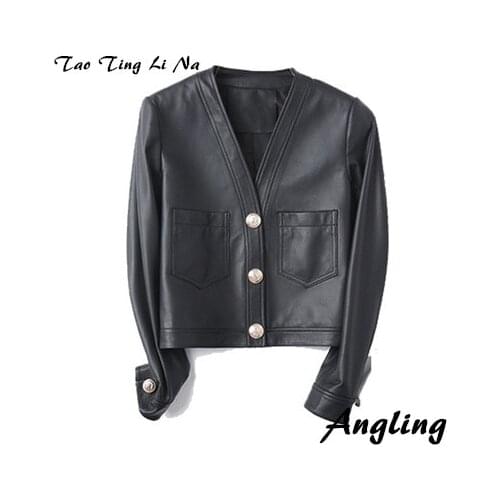 2021 Women New Fashion Genuine Real Sheep Leather Jacket G1