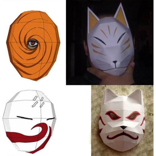 3D Paper Model Anime NARUTO Scale 1:1 Masks DIY Handmade Toys For Cosplay Game 4 PCS/Set