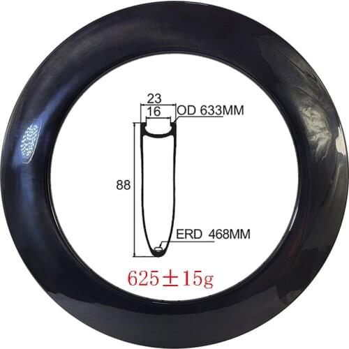 700C 88mmx23mm Clincher carbon rims 23mm width V-shape Disc brake Track bike 18H 20H 21H 24H 28H UD 3K matte glossy Road bicycle