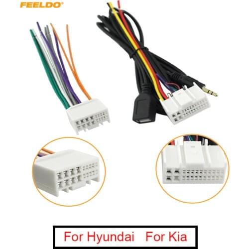 FEELDO Car Audio CD Stereo Wiring Harness Adapter With USB/AUX Plug For Kia K2/K5/Sportage R Factory OEM Radio CD/DVD Stereo