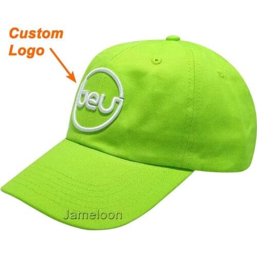Custom baseball hat unisex size kids adult soft unstructured cap green color adjustable size 100% cotton custom dad cap