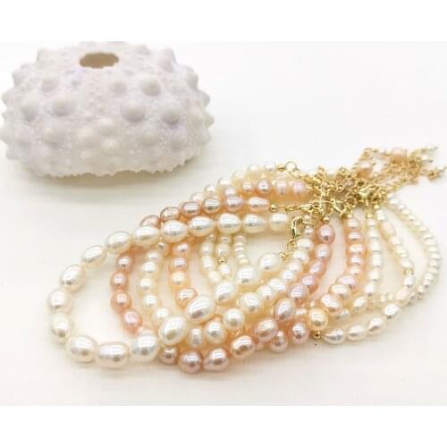 Real Freshwater Pearl Bracelet Natural Pink White Delicate 14K Gold Filled Magnet Clasp For Women Girl Fine Jewelry Bracelet