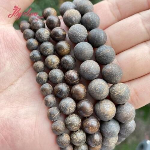 Natural Brown Bronzite Frosted Round Beads Loose 6/8/10/12MM Stone Beads For DIY Necklace Bracelet Jewelry Making Strand 15"