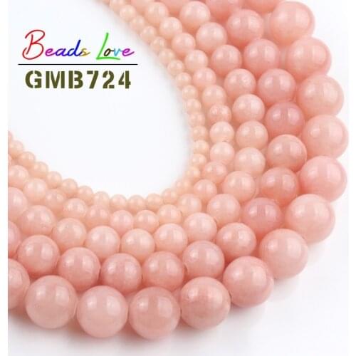 4mm-12mm Natural Pink Jades Stone Round Loose Beads for Needlework Jewelry Making Diy Charms Bracelet Necklace Accessories 15