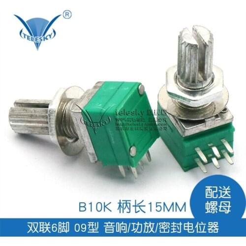 Double 6 foot type 09 audio/amplifier/seal potentiometer B10K 15mm long handle nut
