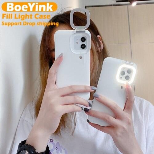 Flashlight Phone Case For iPhone 12 Pro Max 5G LED Selfie Ring Flash Light Portable Flash Case Cover For iPhone 11 Pro Max 12Pro