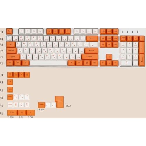 KBDfans Cherry Profile Orange And White Ltalic Japanese PBT Keycaps
