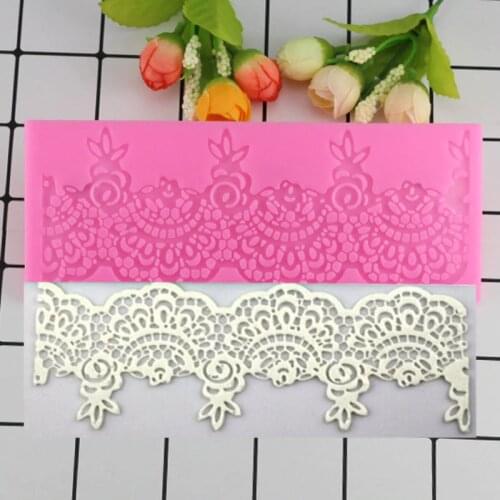 Mujiang Flower Lace Silicone Fondant Molds Sugar Candy Chocolate Mould Birthday Cake Border Decorating Moulds Kichen Baking Tool