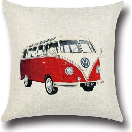 Cartoon Vintage Car Cotton Linen Home Decor Sofa Office Pillow Cover Car Seat Pillowcase Cover