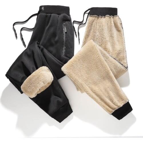 Mens Super Winter Warm Pants Outside Fleece Joggers Thicken Sweatpants Heavyweight Zipper Trousers Streetwear Men L 6XL 7XL 8XL