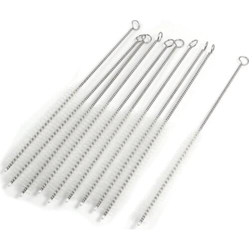 New 10 Pcs 10mm Dia Chemistry Test Tube Bottle Nylon Washing Brush Tool White