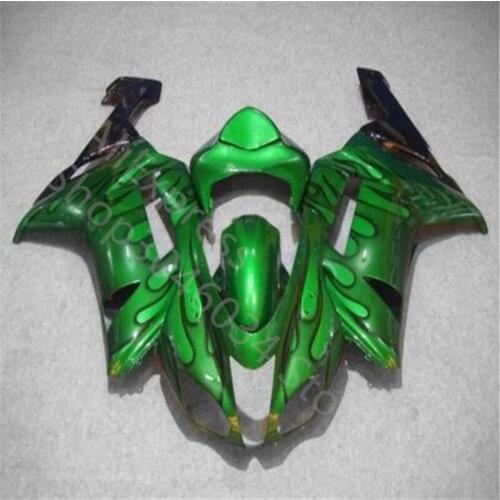 New ABS Whole Fairings Kit Fit for kawasaki Ninja ZX6R 636 2007 2008 07 08 6R ZX-6R green black Bodywork set green flames