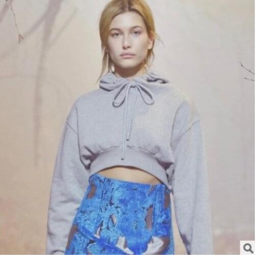 Autumn Euramerican Sexy Solid Color Leaky Navel Short Recreational Women Jacket Shows Navel To Hooded Female Sweatshirt