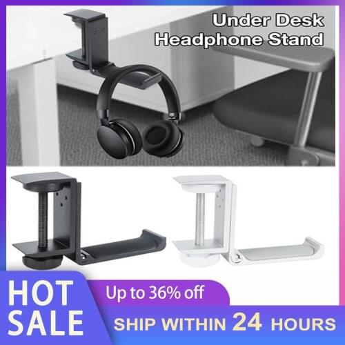 Under Desk Headphone Stand Gaming Headset Hanger Universal Metal Earphone Holder Hook With Adjustable Clamp
