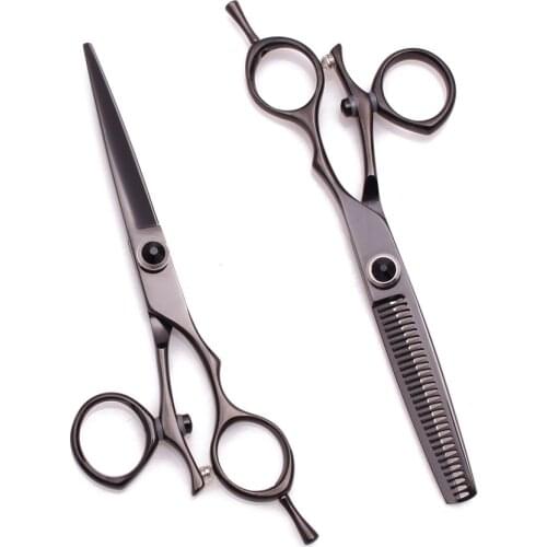 Professional Scissors 6" 440C Black Hair Scissors Hair Cutting Scissors Thinning Shears Rotated Handle Customize Logo DIY C9019