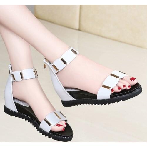 Women Summer Flat Bottom New All-match Sandals Womens Simple Open-toed Flat-heeled Female Large Size Shoes