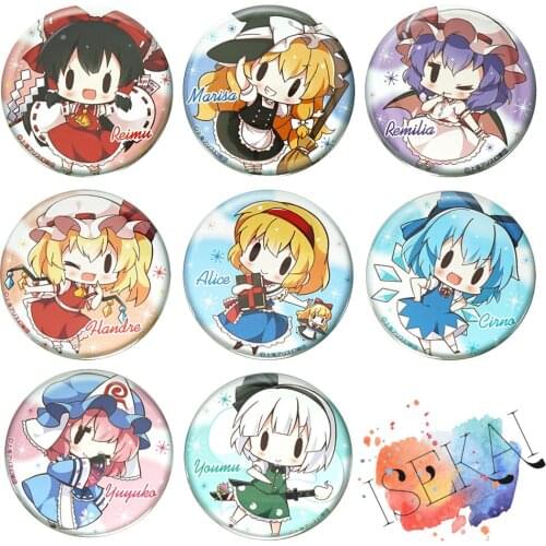 TouHou Project Anime Metal Badge Reimu Marisa Remilia Flandre Yuyuka Youmu Cirno Tōhō Project Metal Badge Pins