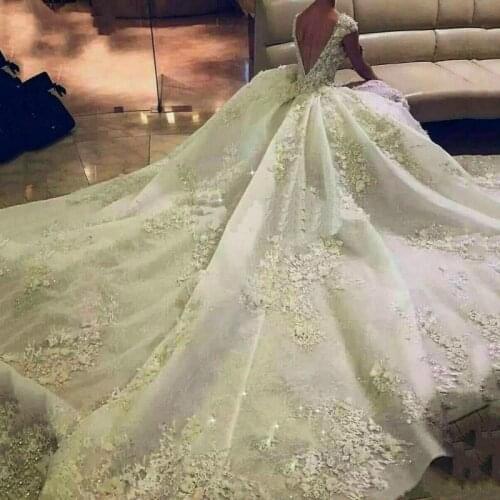 Gorgeous Wedding Dress vestido de noiva princesa 2019 robe de mariee Custom Made Ivory Long Bride Dress Beaded Appliques