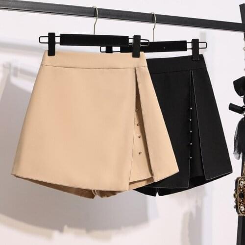 2021 Spring And Summer New Nail Bead High Waist Wide Leg Shorts Show Thin And Versatile