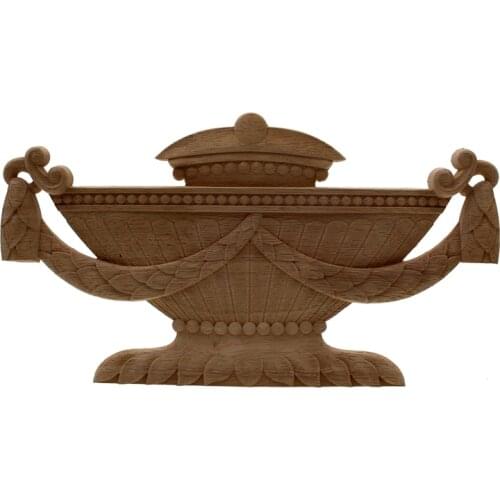 VZLX European Decorative Wood Appliques Woodcarving Decal Home Furniture Carved Window Door Decor Wooden Figurines Crafts