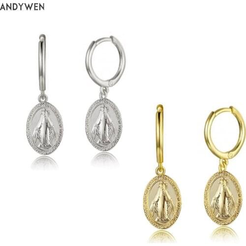 ANDYWEN 925 Sterling Silver Queen Godness Ovals Hoops Drop Earring Women Luxury Thick Big Circle Piercing Pendiente Jewelry