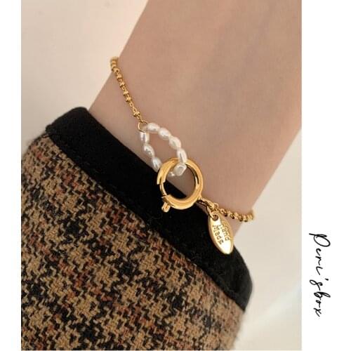 Perisbox Natural Freshwater Pearls Bracelet Small Beads Chain Bangle Vintage Trendy Cute Bracelets For Women Jewelry 2021 Hot